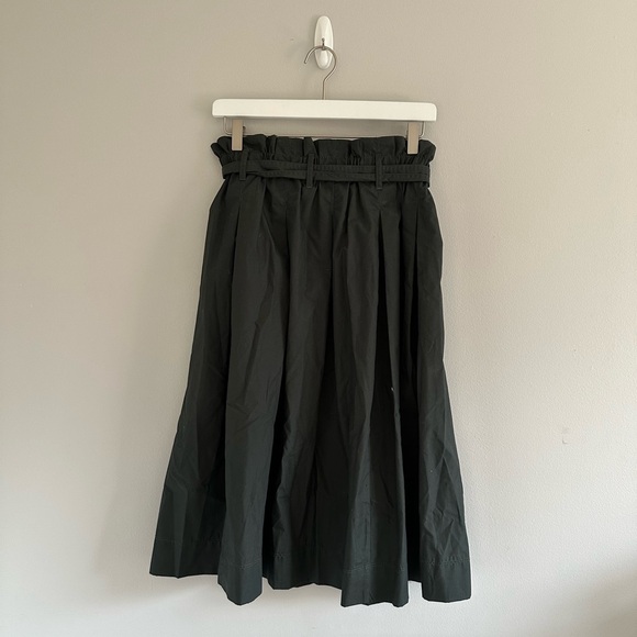 H&M Dark Green Paper Bag Midi Skirt Size 6 - Picture 3 of 4